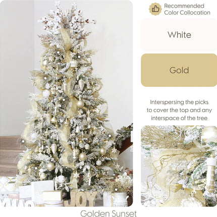 Sea Team 36-Pack Artificial Glitter Vine Twig Ornaments, Decorative Curly Beard Sticks, Glittery Stems, Picks, Branches for Christmas Tree, Small Vase, Holiday, Wedding, Party (12 Inches, Gold)