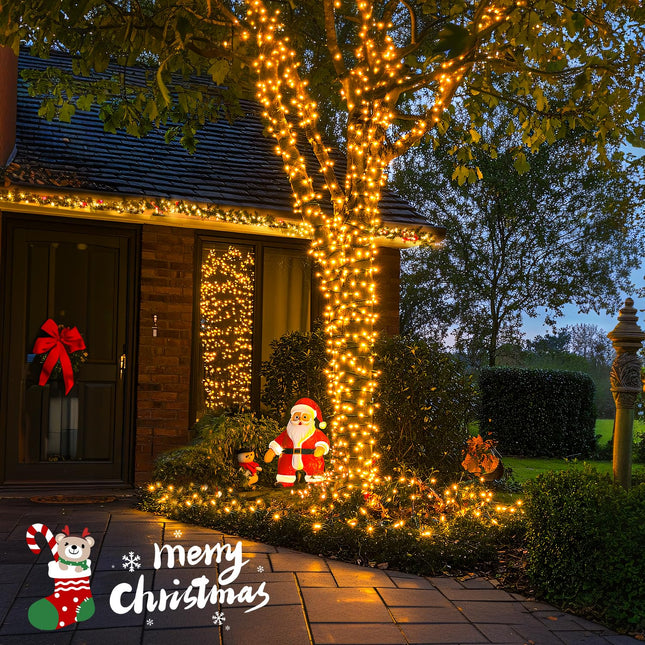 JMEXSUSS Christmas Lights Outdoor: 132ft 400 LED Christmas Tree Lights with Remote - Warm White Christmas String Lights Plug in for Indoor Bush Decorations