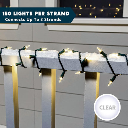 Joiedomi Clear Christmas Lights Outdoor,150 Count Christmas Tree Lights,31.2FT Warm White String Lights with Green Wire,Xmas Decorations for Indoor Party House Garden Yard Home