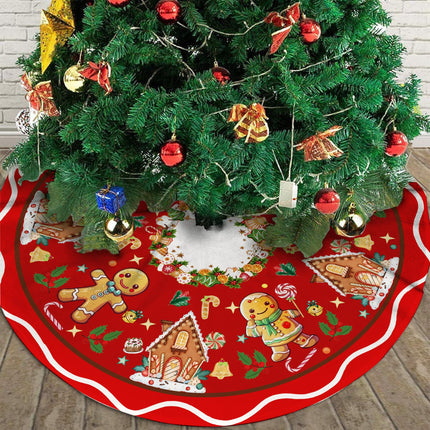 Gingerbread Man Candy Christmas Tree Skirt Xmas Tree Mat Christmas Tree Ornaments Decorations Holiday Party Indoor Outdoor 36"