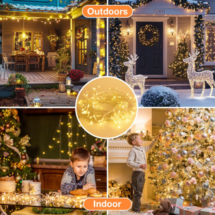LED String Lights, 33 ft 100 High Brightness LED Christmas Lights with Remote, 8 Modes, Waterproof & Connectable, Ideal for Outdoor/Indoor Festive Decorations, Weddings, Gardens