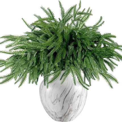 Sggvecsy 10 Pcs Christmas Norfolk Pine Branches Artificial Christmas Branches Faux Christmas Greenery Norfolk Pine Stems Christmas Cedar Stems for Xmas Home DIY Crafts Garland Indoor Outdoor Decor