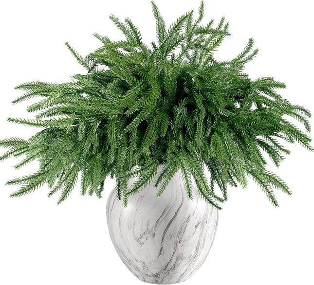 Sggvecsy 10 Pcs Christmas Norfolk Pine Branches Artificial Christmas Branches Faux Christmas Greenery Norfolk Pine Stems Christmas Cedar Stems for Xmas Home DIY Crafts Garland Indoor Outdoor Decor