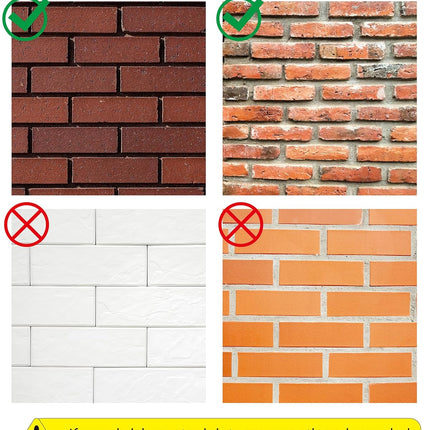 Brick Hook Clips (4 Pack) - Require More Than 1/8” Brick Wall Cement Gap Fits 2-1/4 to 2-2/5 Inch Bricks Outdoor Brick Hangers Wall Clips for Hanging - Mounting to Brick Without Drilling