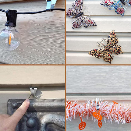 NACETURE Vinyl Siding Hooks 20 Pack Heavy Duty Siding Clips Vinyl Siding Hanger for Hanging on Patio, No Hole Need Command Outdoor Hook Hang to Decor Wreath Things for Horizontal Vinyl Siding