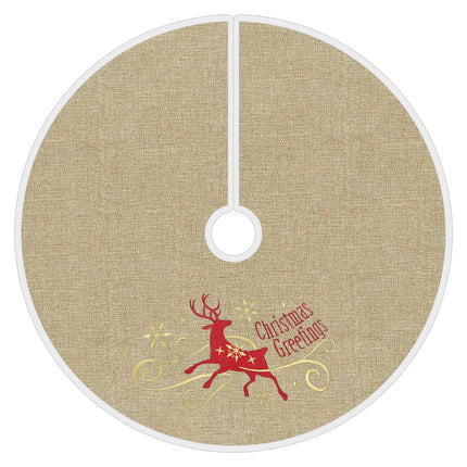 yuboo Mini Christmas Tree Skirt Burlap, 21 inches Small Tree Skirt Mat with Deer Christmas Decor and Snowflakes for Rustic Farmhouse Christmas Decorations