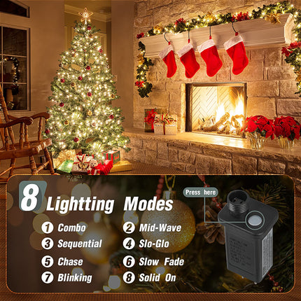 Christmas Tree Lights, 6.6 Feet 16 String Lights Christmas Decorations, 432 LEDs,8 Modes/Memory Function for 6 - 8 Feet Decorative Outdoor Indoor Christmas Tree Lights, Waterproof Fairy String Lights