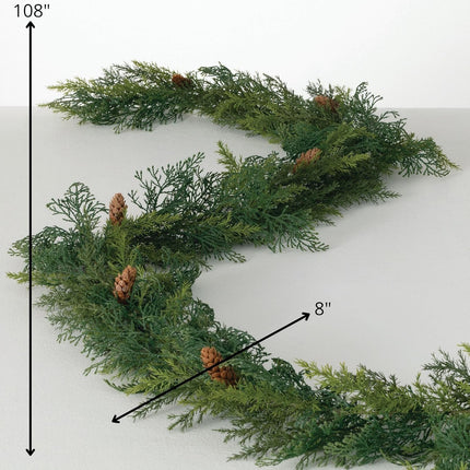 Sullivans 9 Ft Artificial Arborvitae Garland, Christmas Garlands, Garland, Christmas Décor, Winter Garland, Mantel Décor, Realistic Life-Like Aritficial Garland