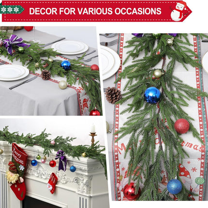 6FT Winter Pine Garland, Real Touch Pine Garland, Artificial Christmas Garland, Green Pine Garland, Artificial Greenery Garland for Table, Mantle, Wall, Indoor, Outdoor Christmas Decorations