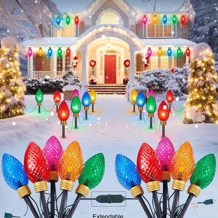 Minetom 11Feet 5 LED Super Jumbo Strawberry Christmas String Lights or Pathway Marker Lights, Outdoor Xmas Decorations, Jumbo C9 Hanging Lights Waterproof Lawn Dec for Holiday Tree Roof Yard Garden