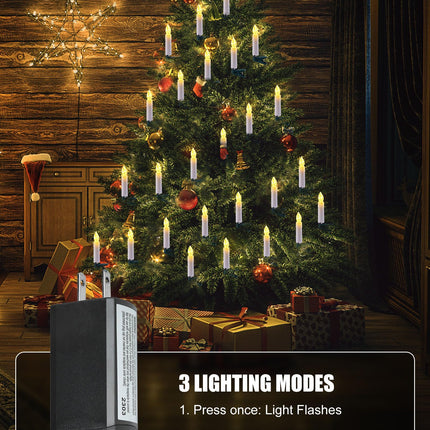 Christmas Tree Candle String Lights Plug in, 50 LED Flameless Candle Lights with Clips, 48Feet Candle Twinkle Lights for Xmas Tree Festive Holiday Seasonal Celebration Decoration, Warm White