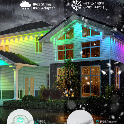 Permanent Outdoor Lights, 63.6ft with 36 RGBIC LED Lights with App Control, Waterproof Permanent Christmas Lights for Outside Roofline Decor, Garden Decor, House,Party, Holiday Xmas Decoration
