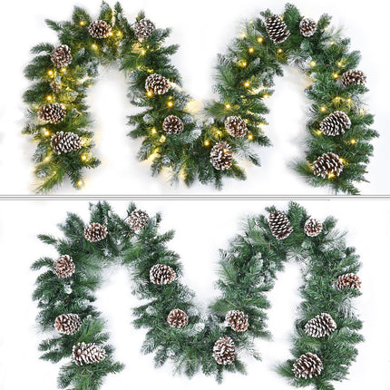 Artiflr 9Ft Artificial Christmas Pine Garland, Prelit Christmas Garland with Large Pine Cones for Holiday Season Mantel Fireplace Table Runner Centerpiece Decor