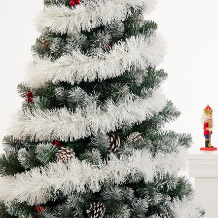 50 Foot Tinsel Garland for Christmas Decorations, Artificial Non-Lit Soft Christmas Garland, White Christmas Garlands Decoration for Indoor, Outdoor, Holiday, Party and Wedding (1 Pack)