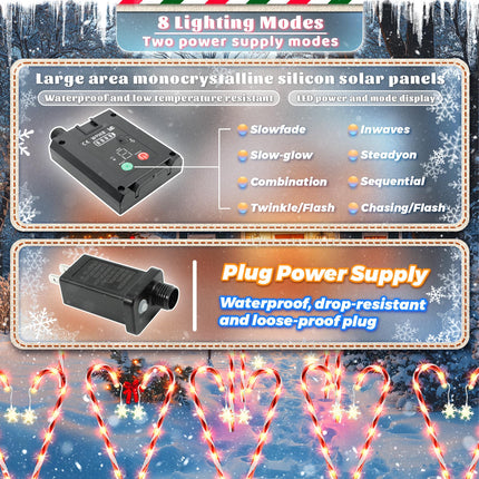 Solar Christmas Lights Outdoor Decorations: Candy Cane Light Waterproof for Outside Yard Decor - Snowflake Red Xmas Garden Lighted Patio Tree Pathway Lawn Decorative 12 Pack