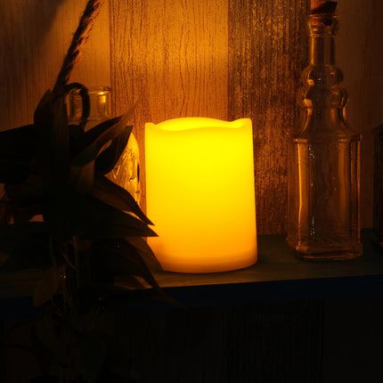 Outdoor Waterproof Battery Operated Flameless LED Pillar Candles with Remote Timer Flickering Electric Plastic Resin Decorative Lights for Xmas Christmas Wedding Party Decorations s Supplies 3 PCS