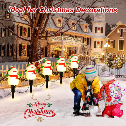 BesLowe Christmas Pathway Lights Outdoor with 5 Snowman, 10FT Christmas Walkway Lights with Stakes, Christmas Decorations Outside for Yard Sidewalk Driveway Lawn Path Garden Xmas LED Light