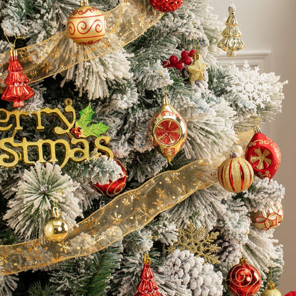 114 Pcs Red and Gold Christmas Ball Ornaments Set, Xmas Tree Ornament Bulk Decoration, Shatterproof Decorative Hanging Baubles for Party Holiday Wreath Garland Home Décor