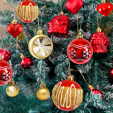 42pcs Christmas Ornament Set, Classic Red and Gold Shatterproof Decorative Hanging Balls for Xmax Tree Wreath and Garland Decoration