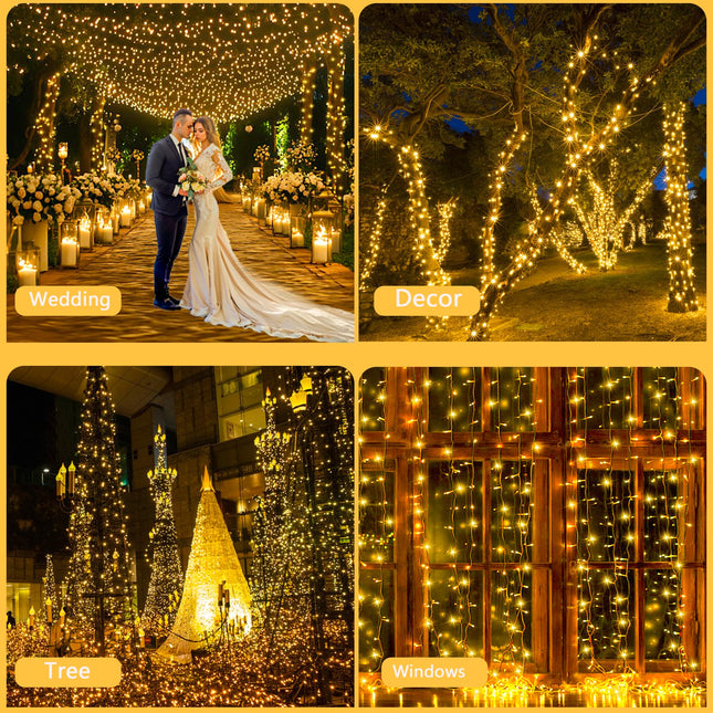 Kwaiffeo Christmas String Lights, 100FT 300LED 8 Modes Connectable Waterproof Warm White Christmas Lights Outdoor Indoor, Twinkle Fairy Lights for Room Bedroom Wedding Holiday Xmas Tree Decorations