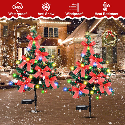 2 Pack Solar Christmas Trees Lights Outdoor Waterproof Decorations 32 inch with 40 LED Light Waterproof, Outdoor Decor Xmas Trees with Lights for Porch Yard Garden Pathway
