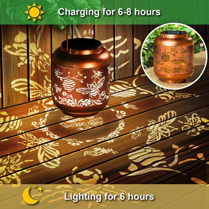 Solar Lantern Solar Lights Outdoor Waterproof s for Women Mom Grandma Bee Christmas Decorations Outside Garden Decor Hanging Solar Lights Metal Led Lantern for Yard Backyard, Porch Patio