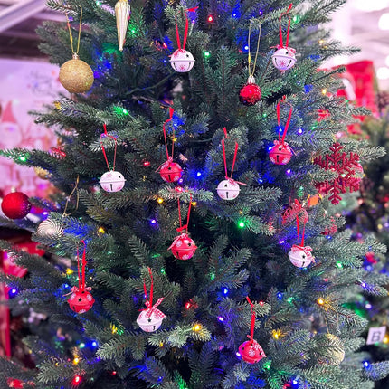 24 Pcs Christmas Jingle Bells Metal Decorative Bells with Ribbons 1.6" Xmas Tree Ornaments for Wreath Crafts Holiday Home Decorations, Bulk