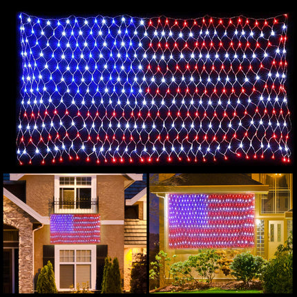 Joiedomi 420 LED American Flag Lights Outdoor, Waterproof Light Up US Flag Net Lights Christmas Decorations for Roof Camper, Yard, Garden, Independence Day, July 4th, National Day, Holiday, Party