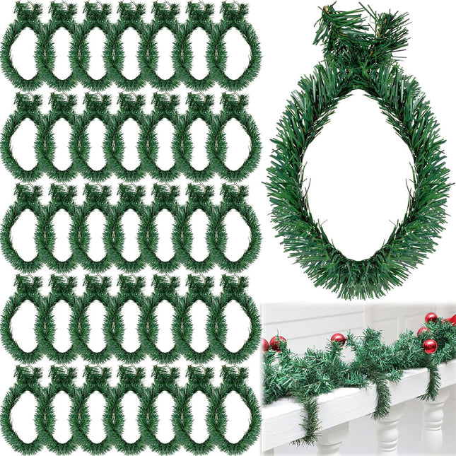 Zhengmy 30 Pcs 20'' Total 50 Ft Christmas Garland Ties Flexible Greenery Stems Artificial Pine Needles Twist Wired Tree Branches for Christmas Stairs Railing DIY Craft Wrapping(Pine)