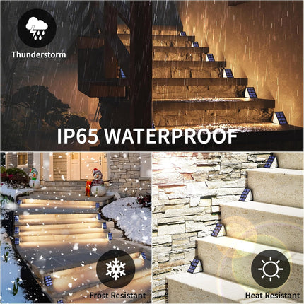 Solar Step Lights Outdoor 6 Pack Solar Stair Lights Waterproof Ip65 Solar Deck Light For Outside Auto On Off Solar Outdoor Lights
