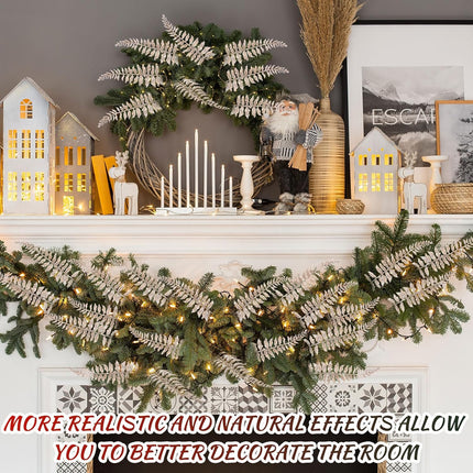 Yunsailing 16 Pcs Christmas Tree Picks and Sprays Artificial Tropical Leaf Christmas Tree Decorative Sprays Glitter Leaf Garland Flashing Picks DIY Bouquet Stem Floral Branches for Xmas(Champagne)