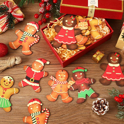 DECYOOL 24 Pcs Gingerbread Christmas Decorations Wooden Gingerbread Man Ornaments Gingerbread Men Hanging Pendants for Wreath Christmas Tree Xmas Gingerbread Party Decorations