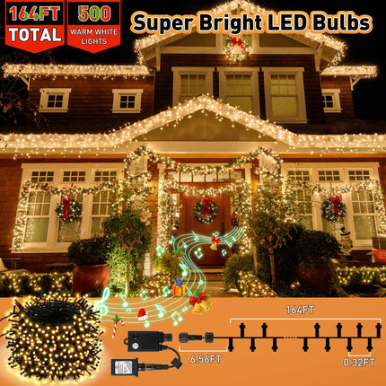 Enhon 500 LED 164Ft Halloween String Lights Outdoor with Spooky Music, Infrared Motion Sensor Controller Waterproof Lighted Halloween Fairy Lights for Halloween Party Decorations(Warm White)