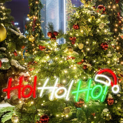 Hoho Christmas Neon Sign Large LED Light Christmas Signs Merry Christmas Neon Light Merry Christmas Light up Sign for Window Hoho Neon Christmas Decorations for Christmas Party Bedroom