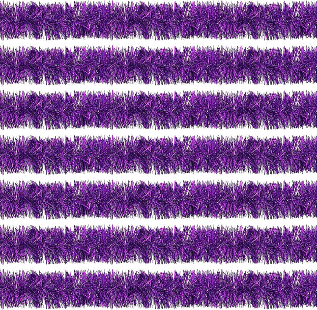 100 Feet Purple Tinsel Garland Christmas Foil Tinsel Garland Decoration Metallic Banner Wall Hanging Tinsel Streamers Garland for Christmas Tree Birthday Party Decorations (3.54" x 100', Purple)