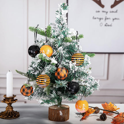 12pcs Halloween Ball Ornaments - 1.96" Halloween Sequin Hanging Ball - Scary Halloween Theme Hanging Balls for Halloween Wreath Ornaments and Party Decoration