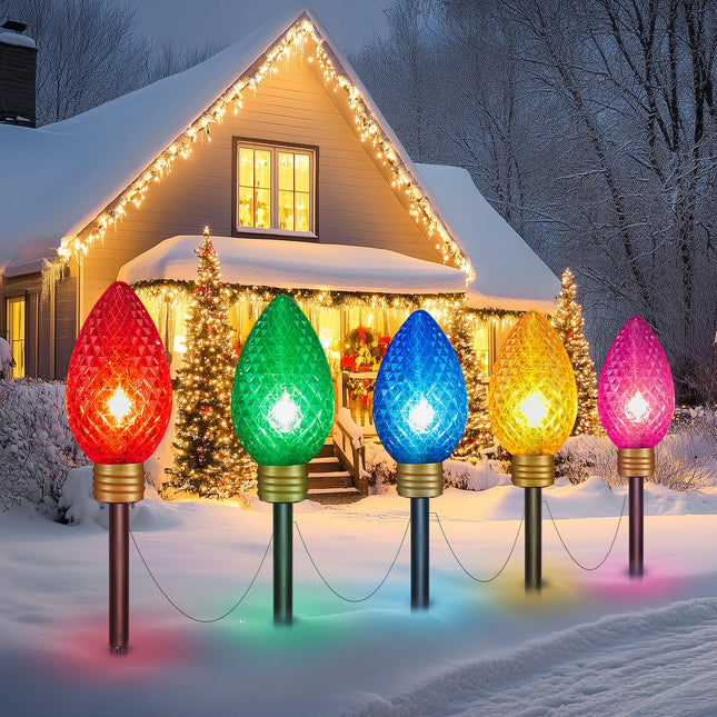 Moonflor Strawberry Super Jumbo Christmas Lights Outdoor - 11FT 5 LED Jumbo C9 Christmas Pathway Lights, Hanging String Lights, Christmas Lights Outdoor Decorations for Lawn Holiday Yard, Multicolor