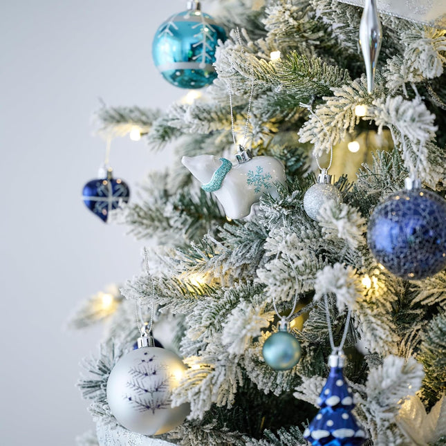 Valery Madelyn Christmas Ball Ornaments Decor, 70ct Winter Wishes Silver Blue Shatterproof Christmas Tree Ornaments Value Pack for Xmas Decoration