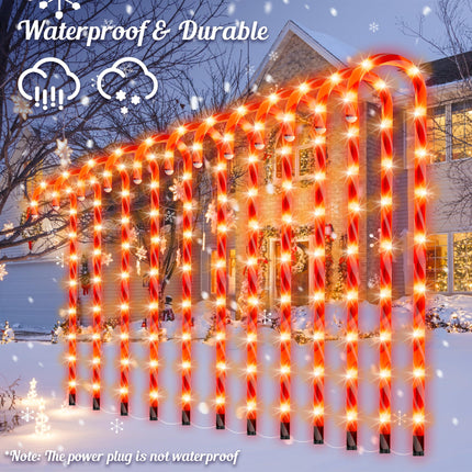 COOLWUFAN 24 Pack Christmas Candy Cane Lights, 33'' Light Up Candy Cane Decoration Outdoor Yard, Waterproof Christmas Decor Pathway Lights