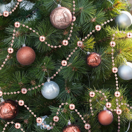 Pangda 65.6 Feet Christmas Tree Beads Garland Plastic Pearl Strands Chain for Christmas Wedding Decoration (Rose Gold)