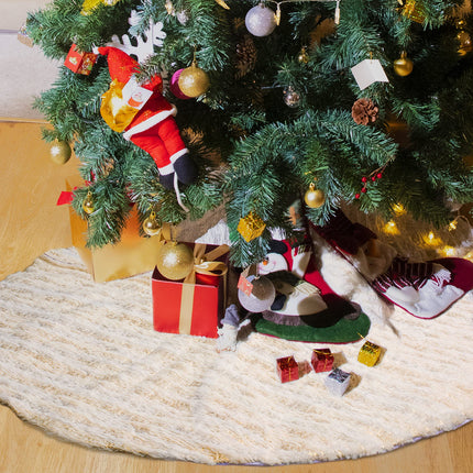 Christmas Tree Skirt 72 inch, Bronzing Gold and White Christmas Tree Decorations Indoor Sequin Tree Collar Faux Fur Plush Rug Xmas Large Mat Decor Ornaments for 7.5ft-13ft Tree