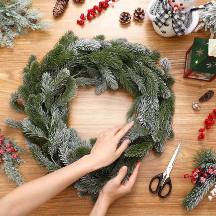 Lyrow 4 Pcs Christmas Garlands Pine Garland Artificial Winter Snowy Greenery Garland White Cedar Garland Faux Indoor Outdoor Pine Garland for Mantel Fireplace Stairway Xmas Decorations(4 Pcs,9 ft)
