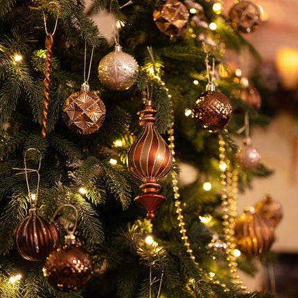 Valery Madelyn Christmas Ornaments Set, 108ct Bronze Copper and Gold Shatterproof Fall Christmas Tree Decorations Ball Ornaments Bulk, Luxury Brown Hanging Ornaments for Xmas Trees Holiday Decor