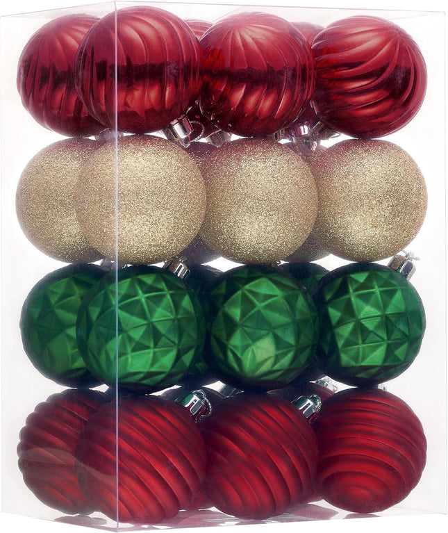 Valery Madelyn Christmas Tree Decorations Ornament Set for Fall Halloween Decor, 24ct Red Green Gold Shatterproof Ball Ornaments, 2.36 Inches Hanging Ornaments for Xmas Holiday Party