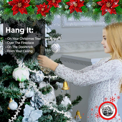 9 Foot Silver & Clear Crystal Acrylic Bead Christmas Garland Iridescent Christmas Tree Garland Perfect for White Winter Theme Trees Garland Christmas Decorations for Indoor Use