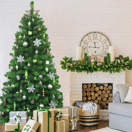 ITART 115pcs Christmas Tree Ornaments Assortment Neutral Including Star Tree Topper Balls Large Snowflakes Pine Cone Beads Garland Hanging Nutcracker Figurines for Christmas Tree Decor