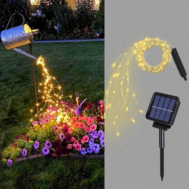Solar Waterfall Fairy Bunch Lights Outdoor Waterproof 200LEDs 8 Modes Watering Can Light (NO CAN), Solar Powered String Lights Firefly Vine Christmas Tree Garden Decorations Gardening s For Mom