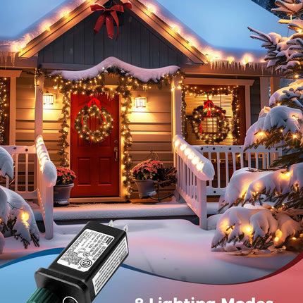 C9 Christmas Lights Outdoor, 114 Feet 150 LED C9 String Lights with Timer & 8 Light Modes, Waterproof Commercial Grade Connectable Christmas Tree Lights for Indoor Outside Roofline Patio, Warm White