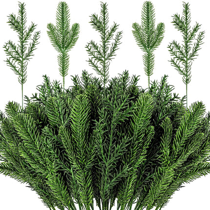100 Pieces Christmas Pine Needles 10 inch Artificial Pine Branches Green Leaves Needle Garlands Pine Twigs Faux Cedar Branches Greenery DIY Accessories for Christmas Holiday Winter (Modern Style)