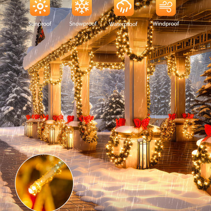 Minetom Christmas Tree Lights Outdoor Cluster Lights - 200 LED 10 Ft Christmas Firecrackers String Lights, 12 Modes Timer Waterproof Connetable Plug in Twinkle Fairy Lights for Xmas Tree Garland Party